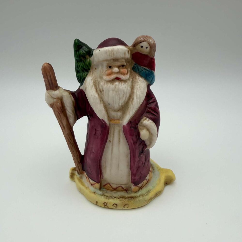 Santa Through The Years 1890 Kris Kringle Santa Hand Painted 1990 Vintage